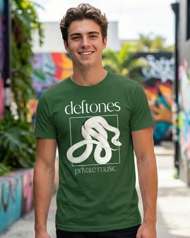 DEFTONES 緑 Tシャツ Mサイズ Camiseta Unissex Deftones Private Music - Verde - Premium Tamanho
